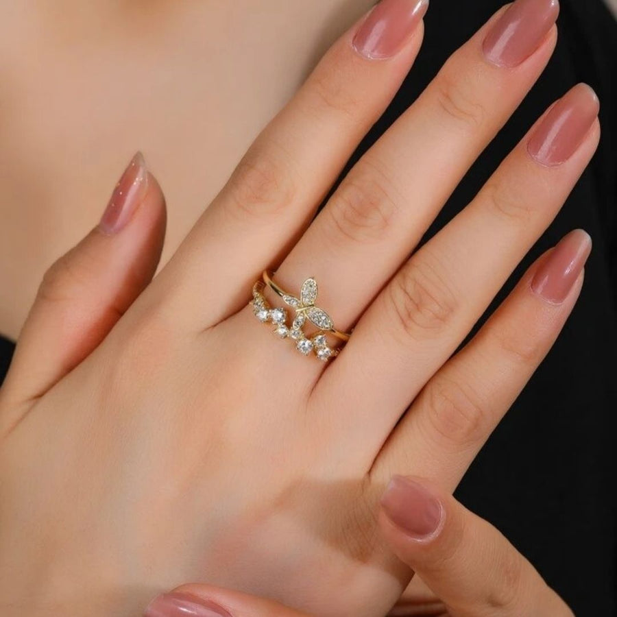 Shiny Butterfly Zircon  Ring