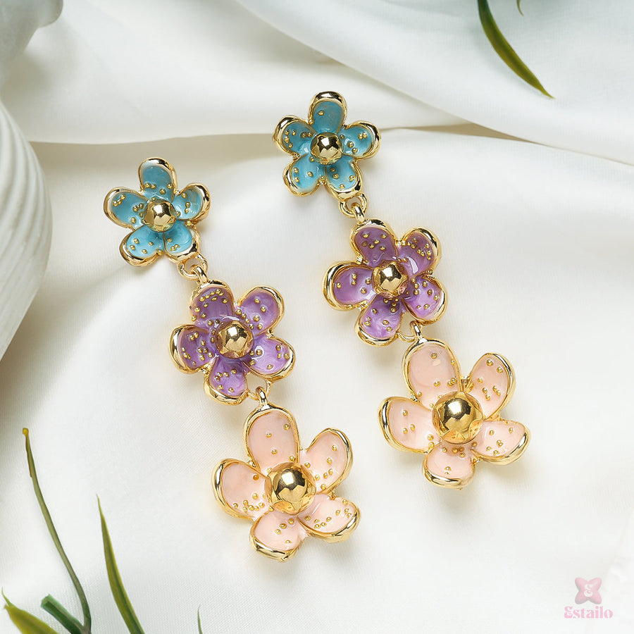Enamel Bloom Drops Earrings