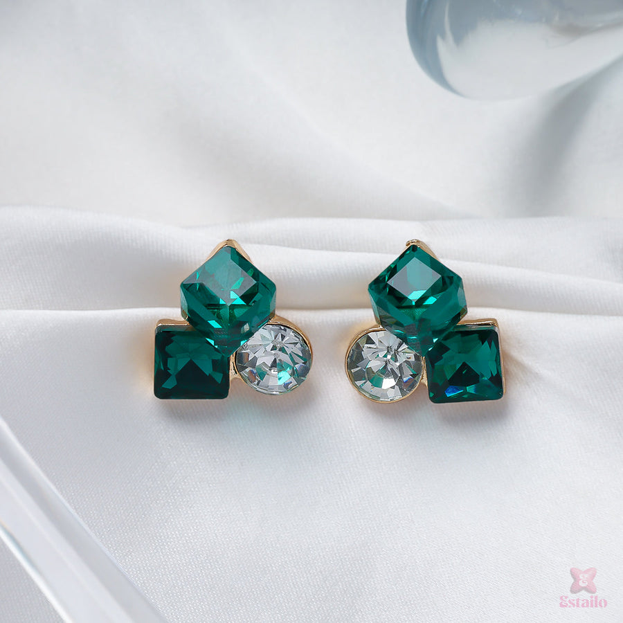 Emerald Geometric Stud Earring