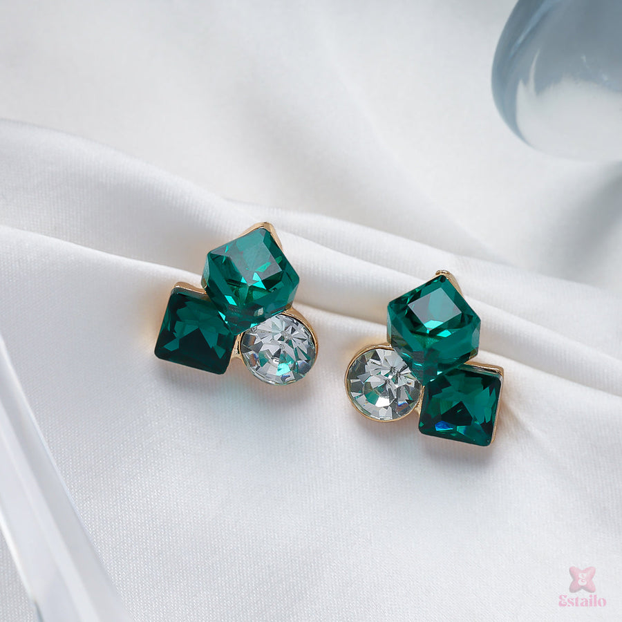 Emerald Geometric Stud Earring