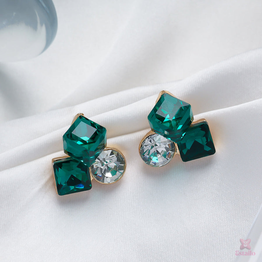 Emerald Geometric Stud Earring