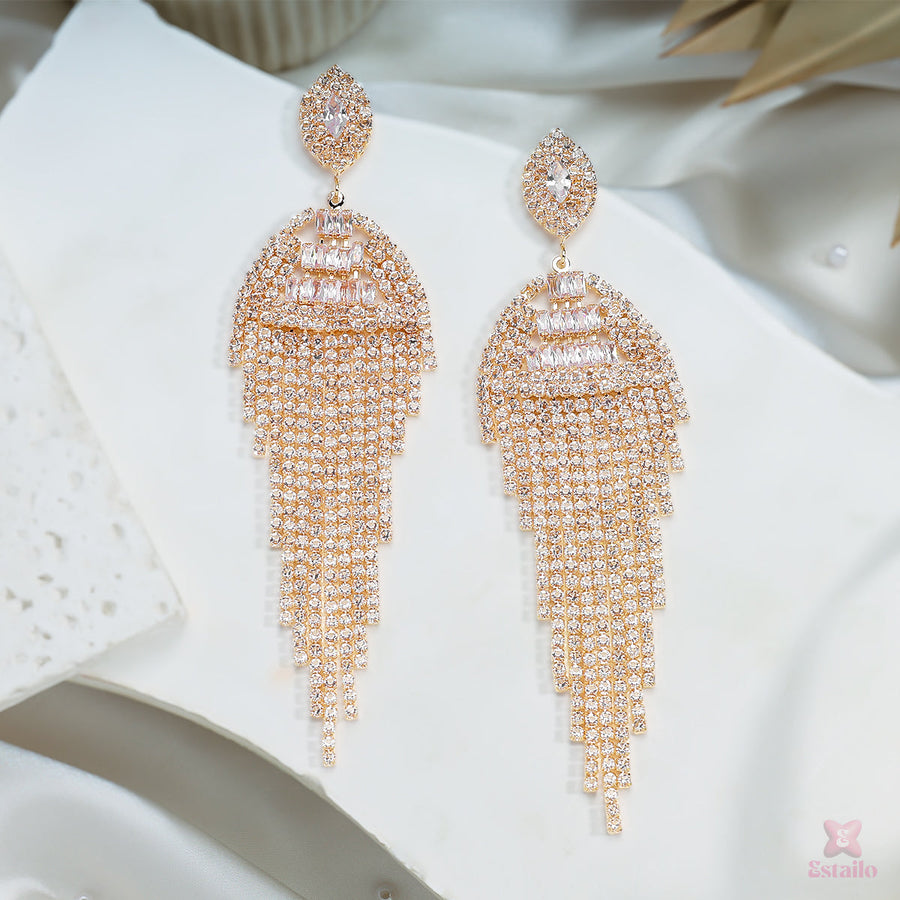 Refined Rhinestone Dangles Earrings