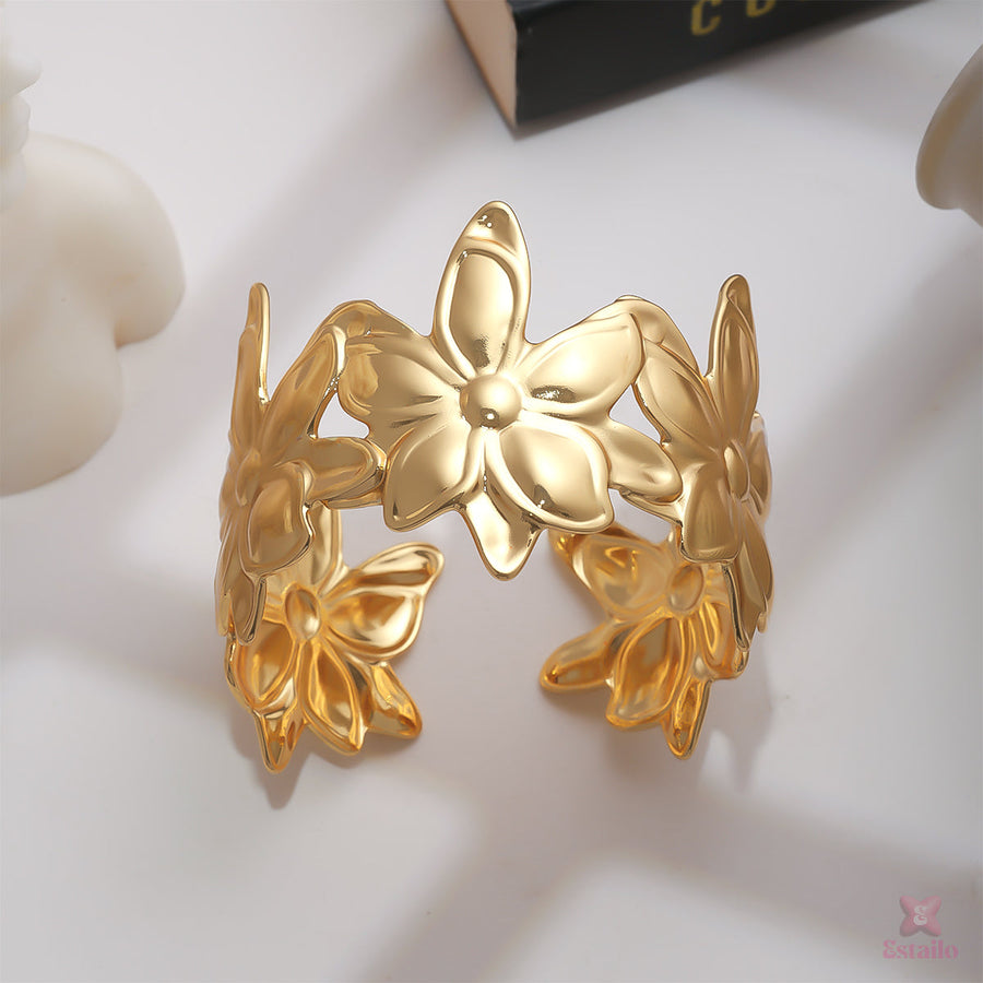 Floral Cascade Cuff Bracelet