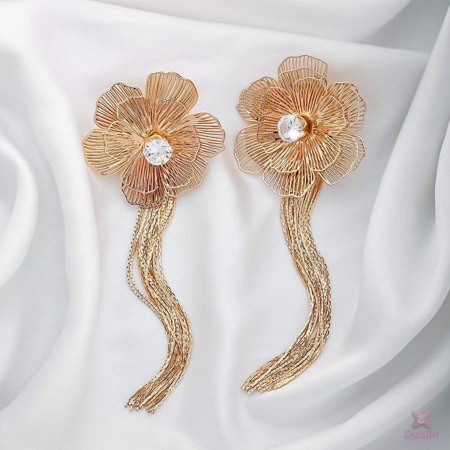 Gold Blossom Dangle Earrings