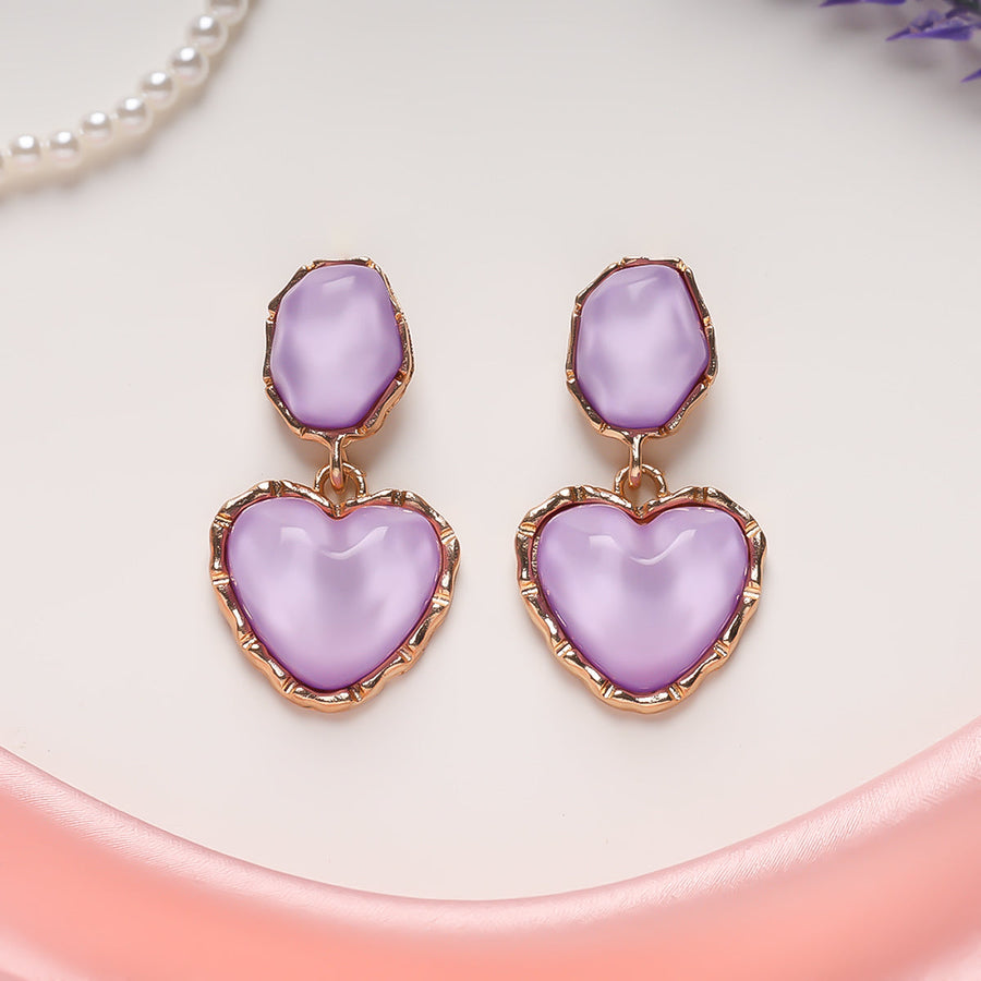 Lavender Gleam Heart Earrings