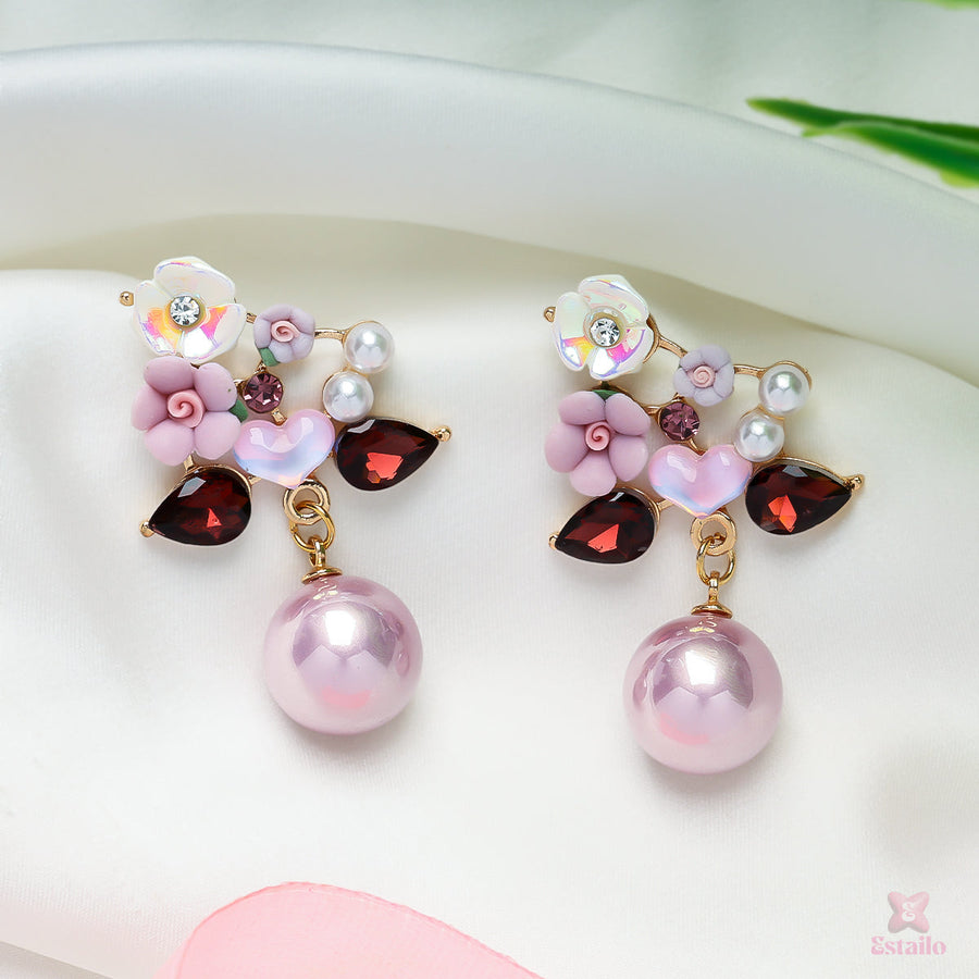 Floral Pearl Drop Earrings