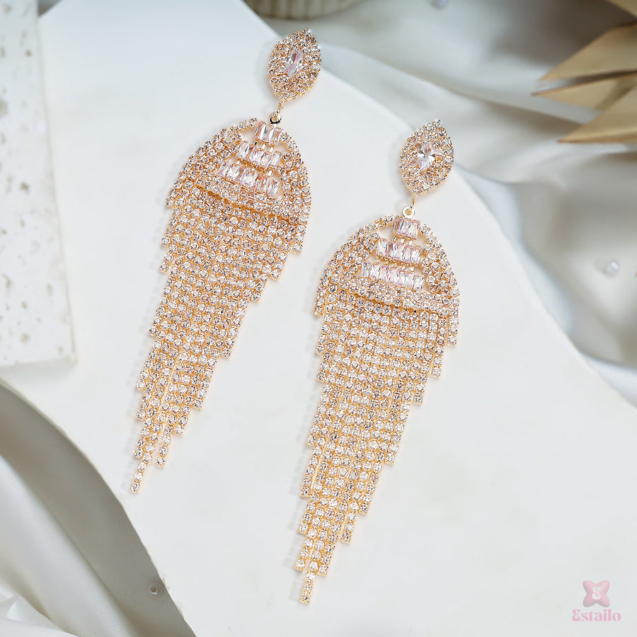 Refined Rhinestone Dangles Earrings