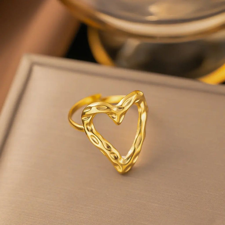 Open Heart Gold Ring