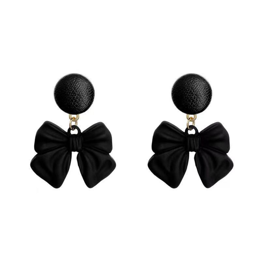Midnight Bow Dangle Earrings