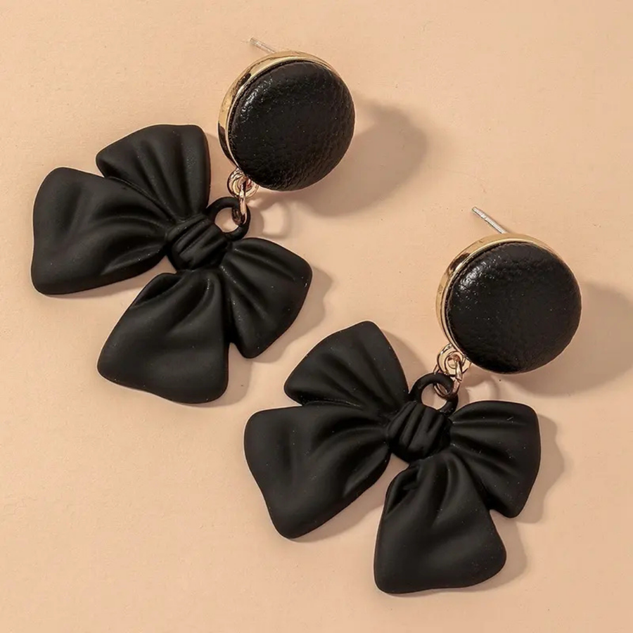 Midnight Bow Dangle Earrings