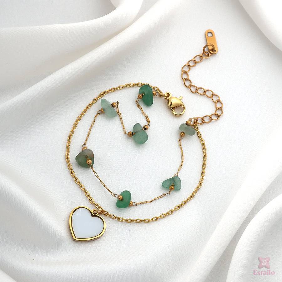 Green Heart Charm Bracelet