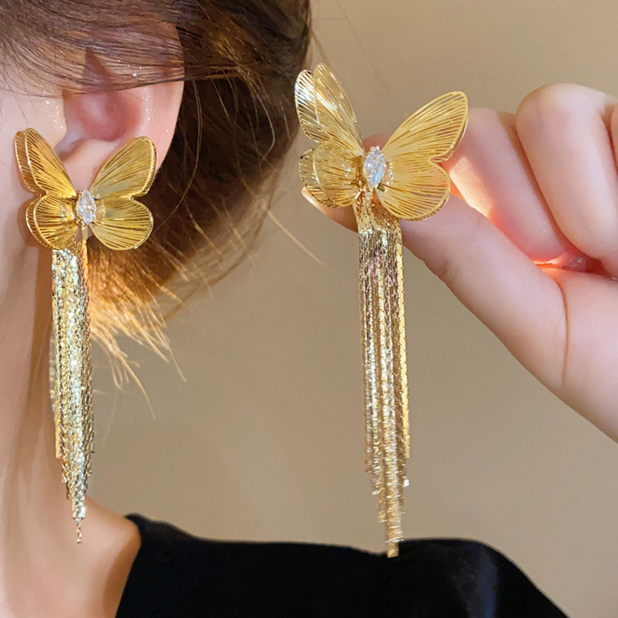 Shinning Butterfly Long Chain Earring