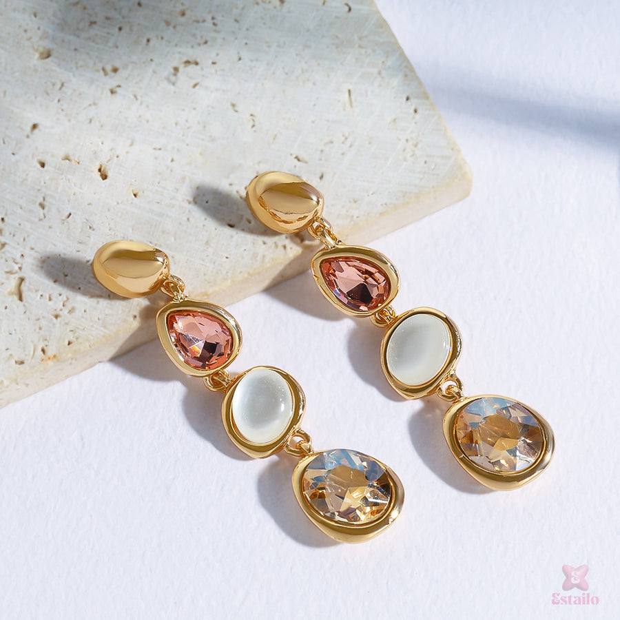 Trio Stone Dangle Earrings