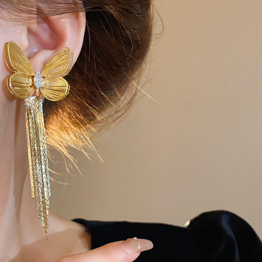 Shinning Butterfly Long Chain Earring