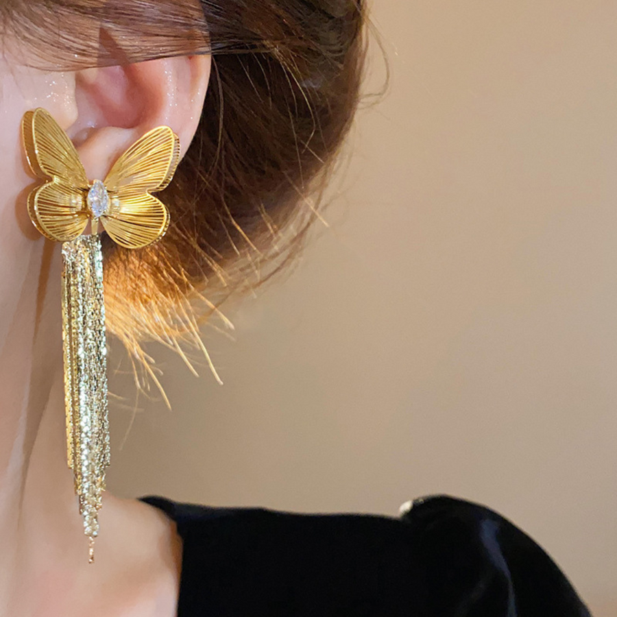 Shinning Butterfly Long Chain Earring