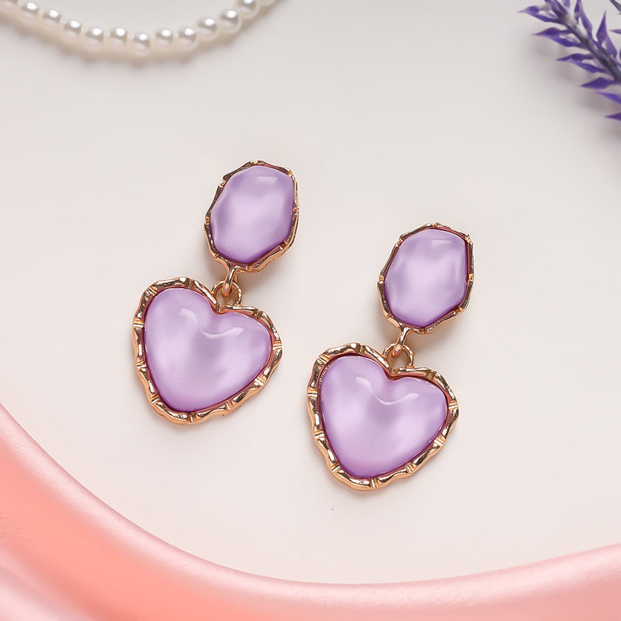 Lavender Gleam Heart Earrings