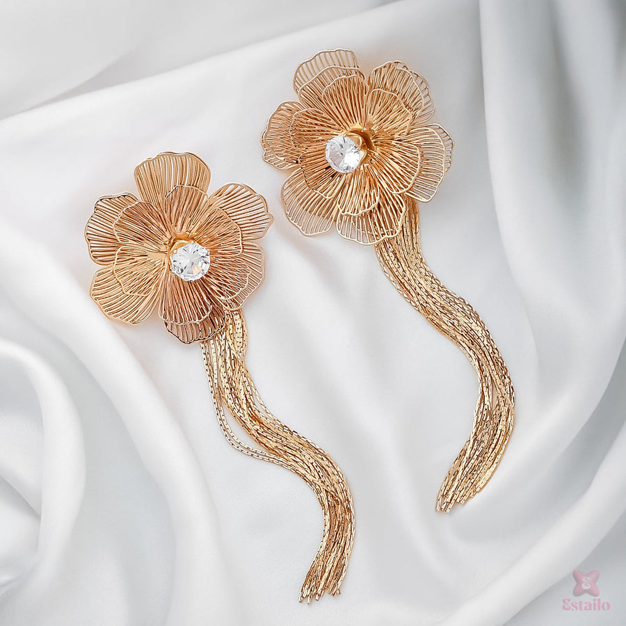 Gold Blossom Dangle Earrings