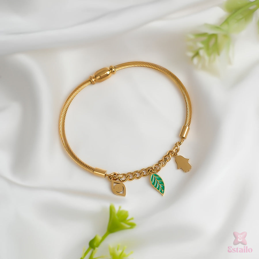Regal Statement Leaf Bracelet