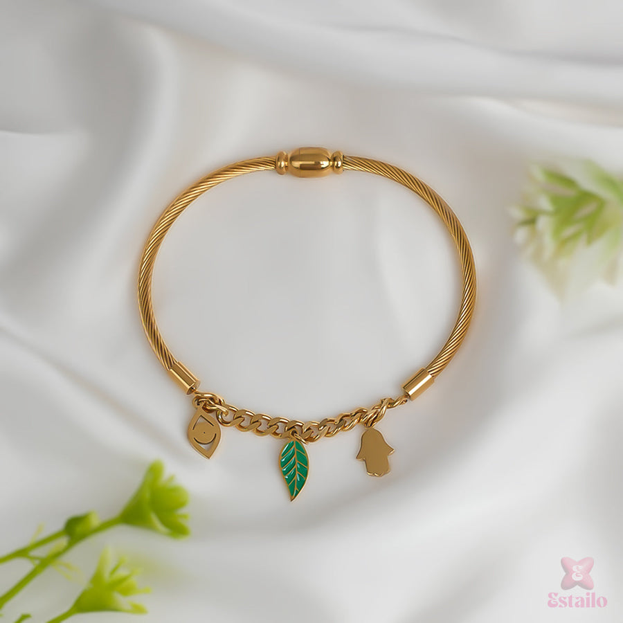 Regal Statement Leaf Bracelet