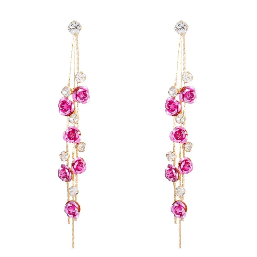 Pink Flower Dangle Earrings