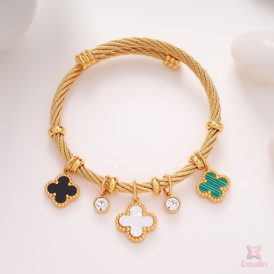 Golden Clover Statement Bracelet