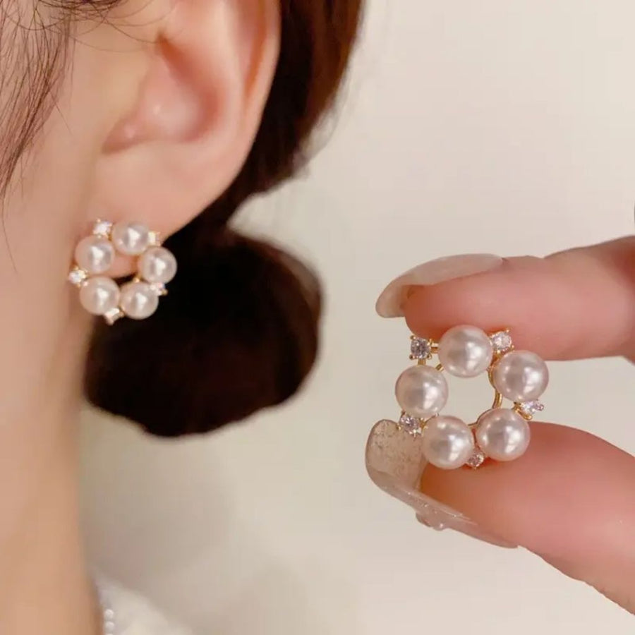 Pearl Halo Hoops Earrings