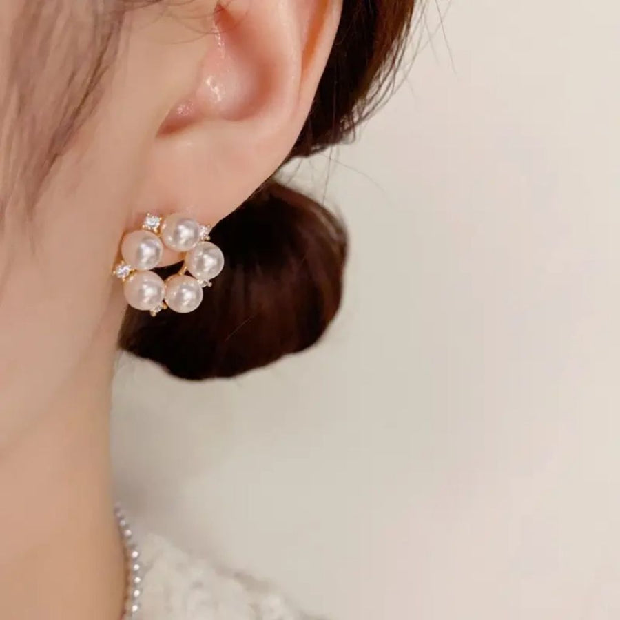 Pearl Halo Hoops Earrings