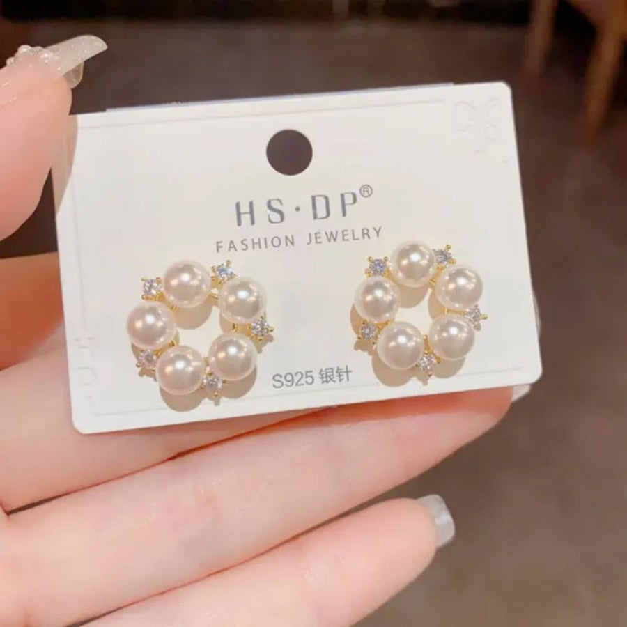 Pearl Halo Hoops Earrings