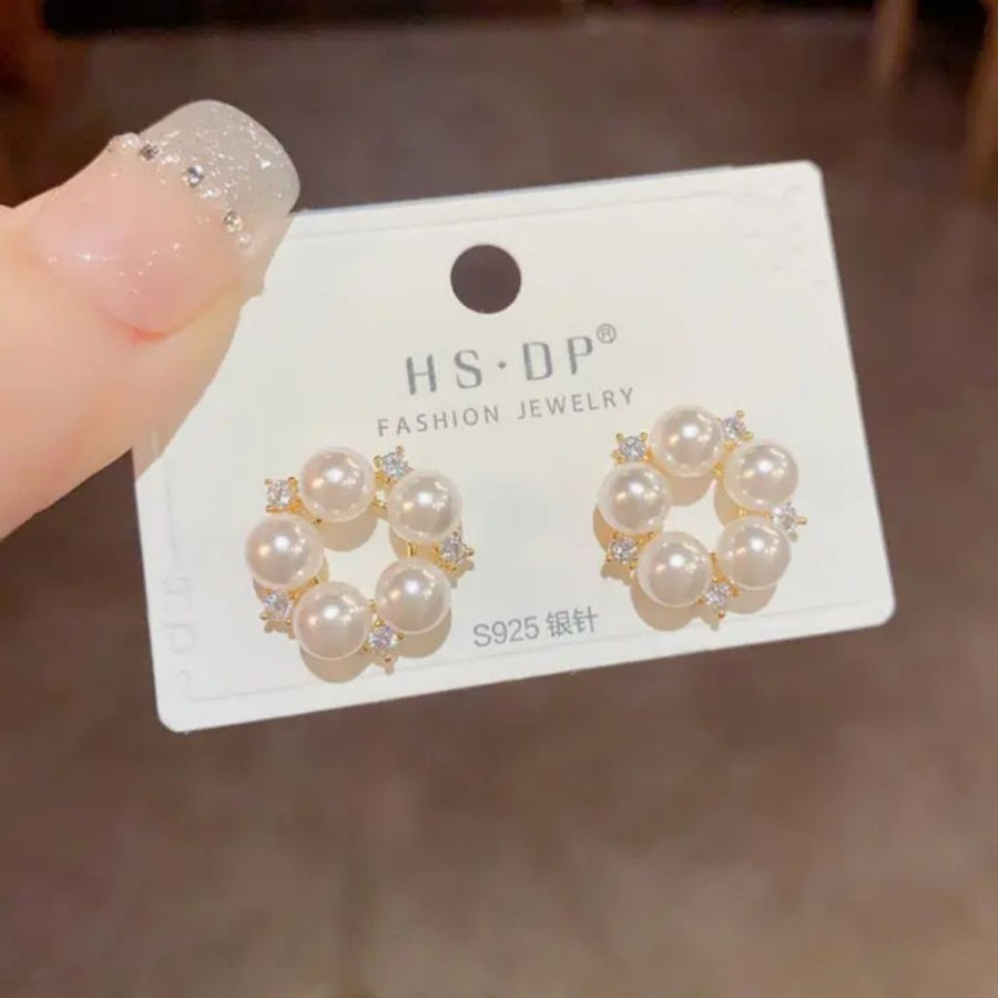 Pearl Halo Hoops Earrings