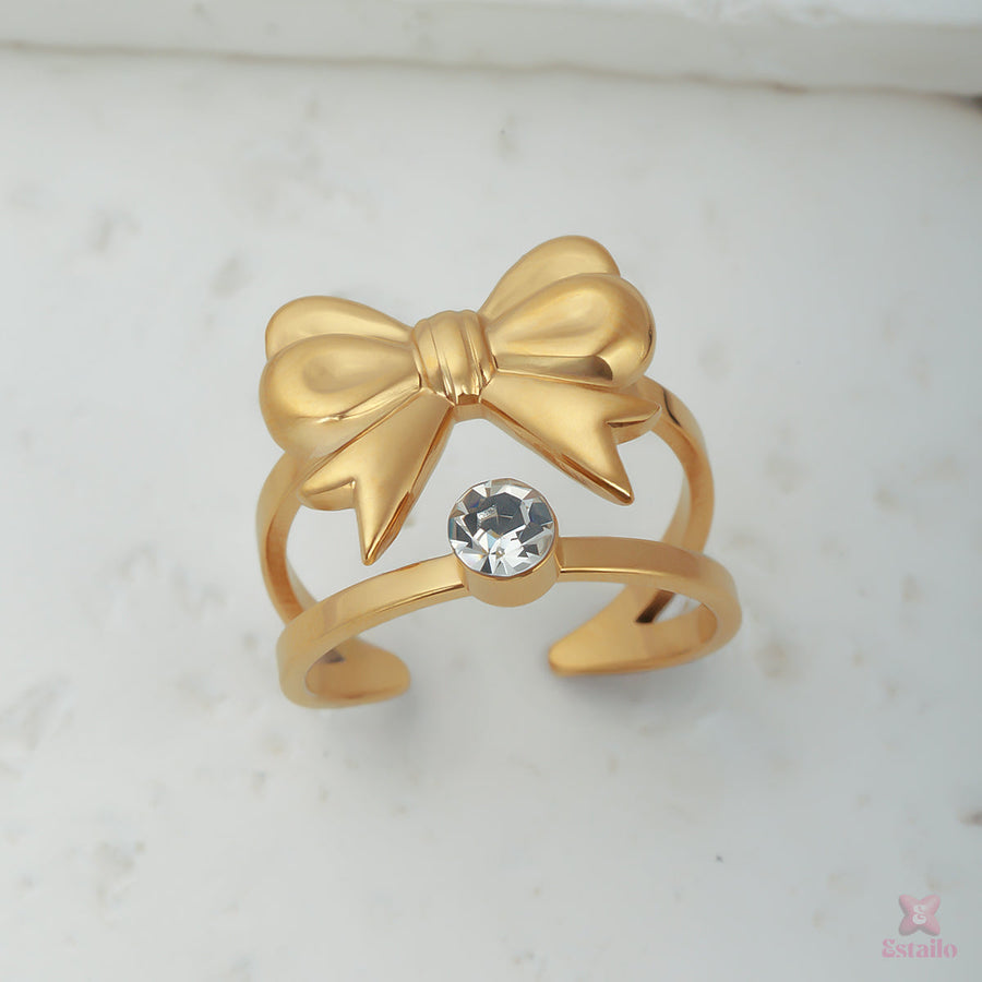 Twin Shine Bow & Gem Ring