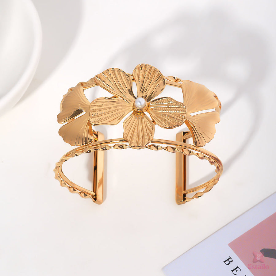 Golden Bloom Cuff Bracelet