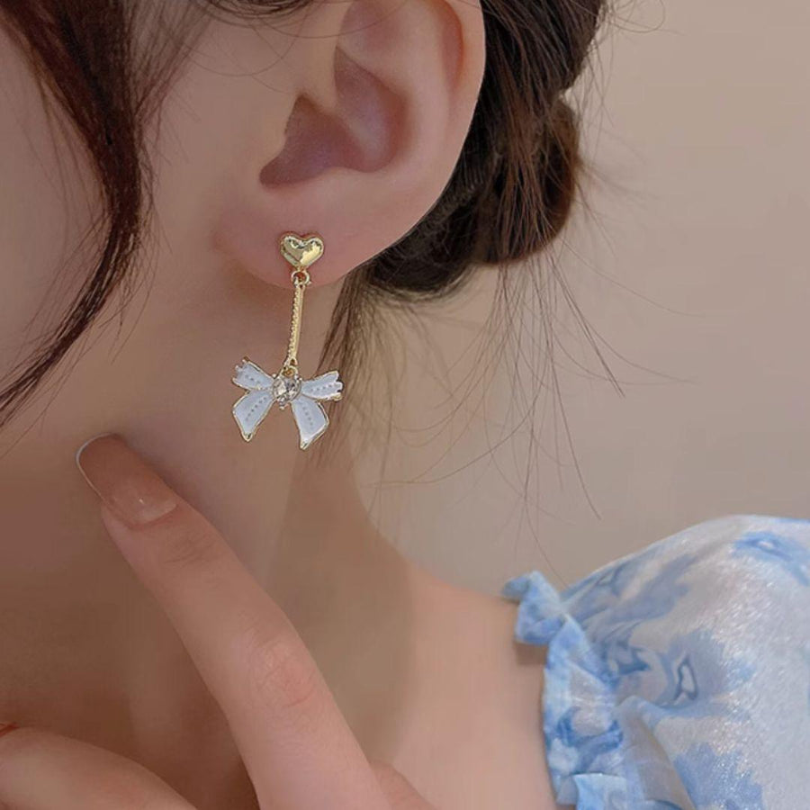 Bling Blogger Heart Bow Earrings