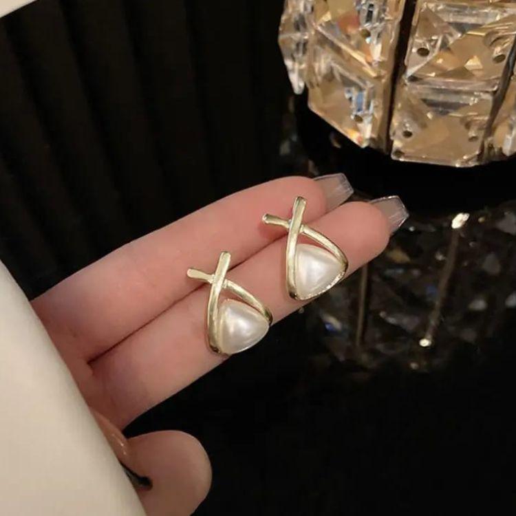 Pearl Cross stud Earrings