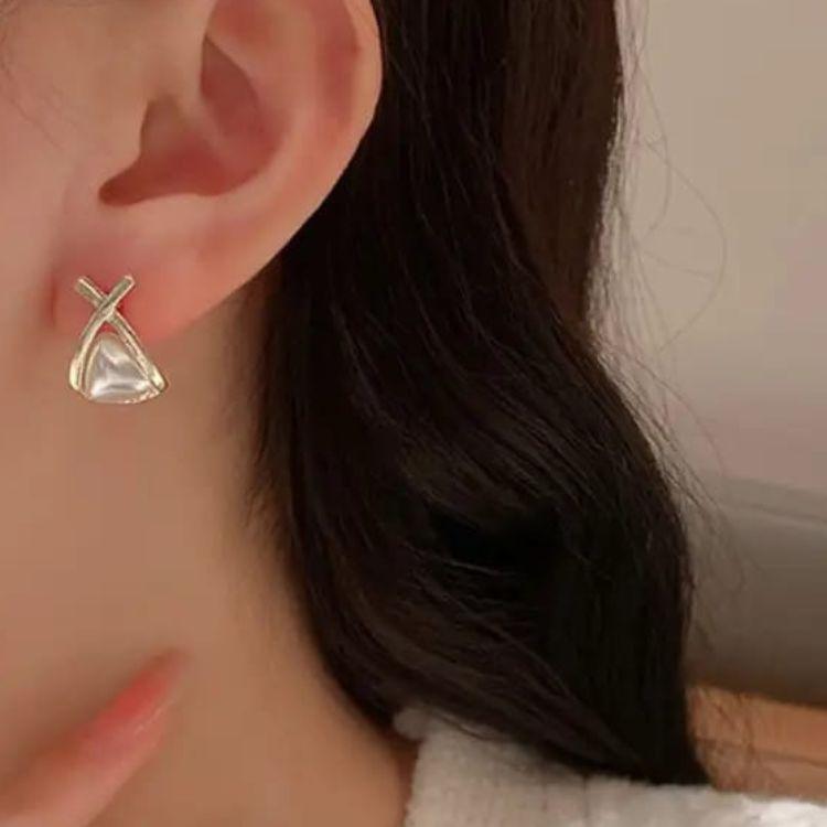 Pearl Cross stud Earrings