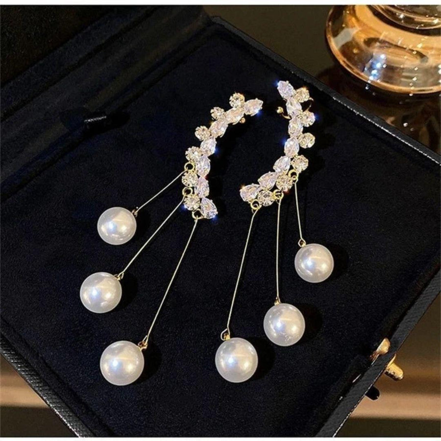 Perky Pearl Chain Hanging Earrings