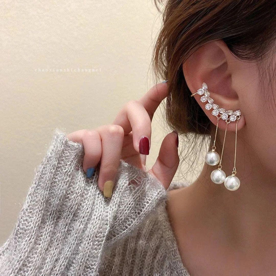 Perky Pearl Chain Hanging Earrings