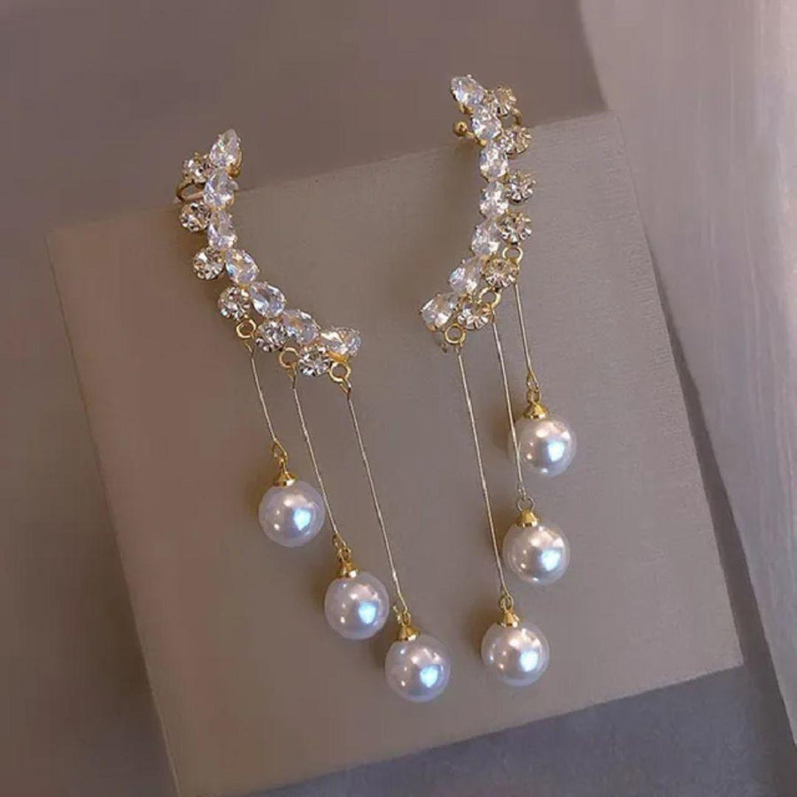 Perky Pearl Chain Hanging Earrings