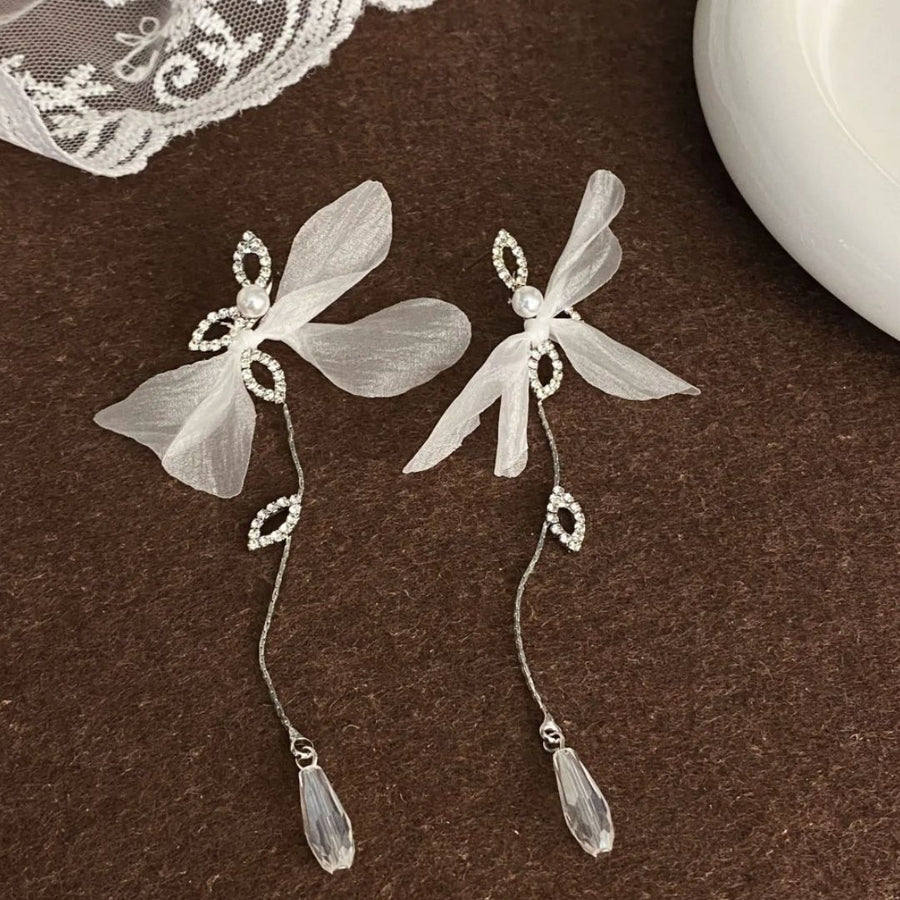Blossom White Chain Earrings