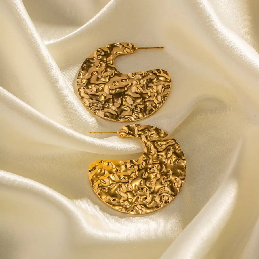 Hammered Gold Hoop Earrings