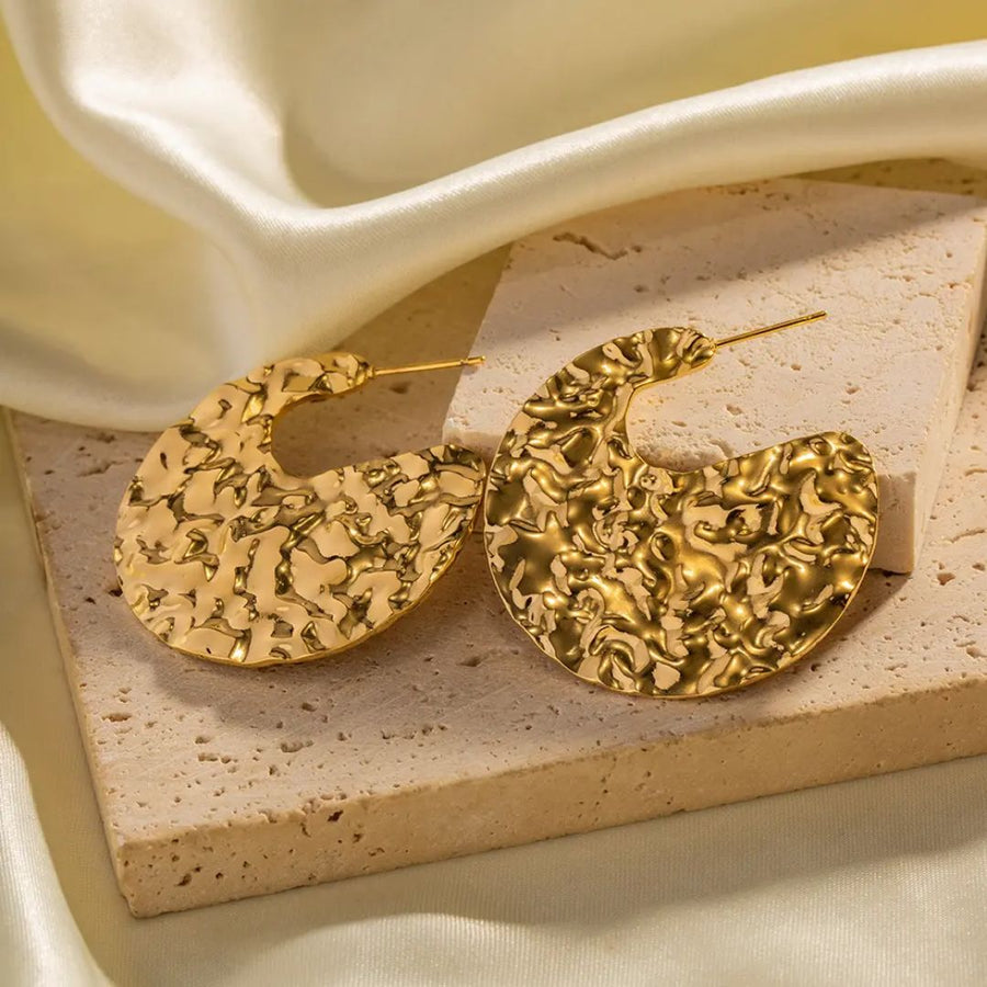Hammered Gold Hoop Earrings