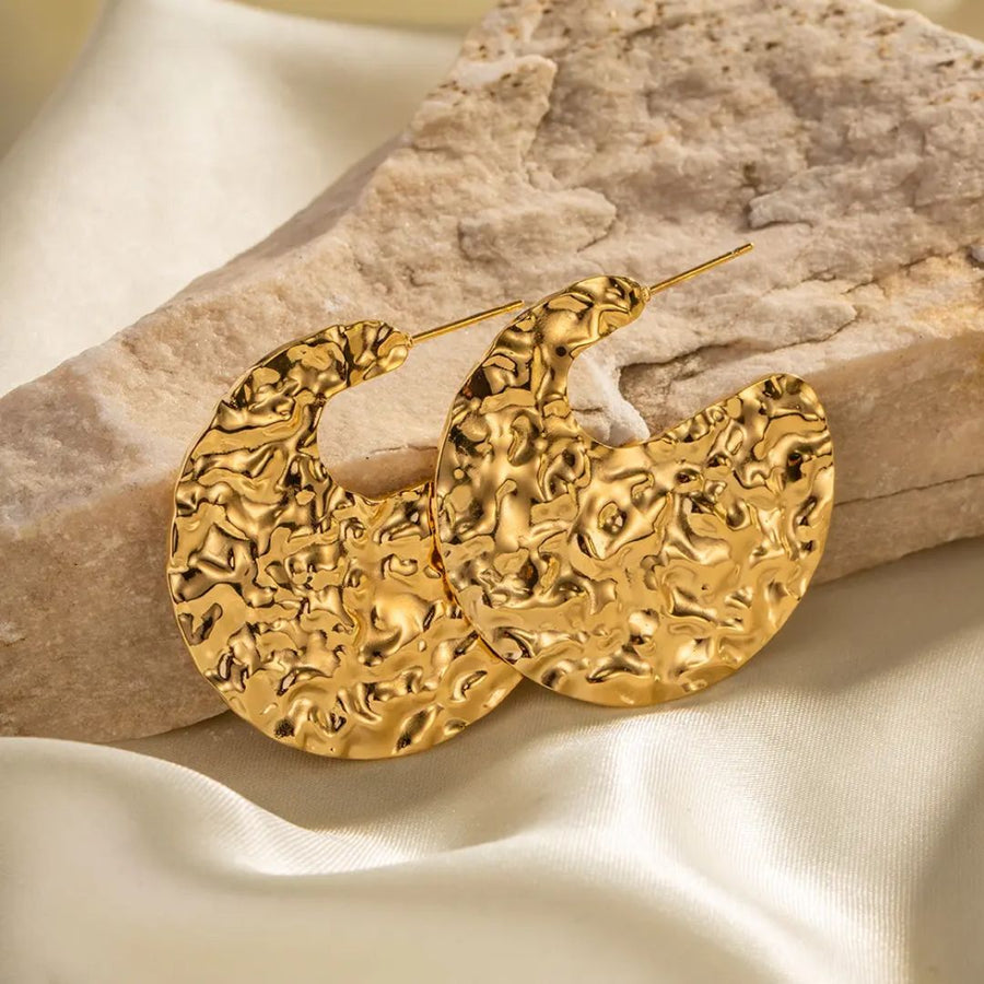Hammered Gold Hoop Earrings