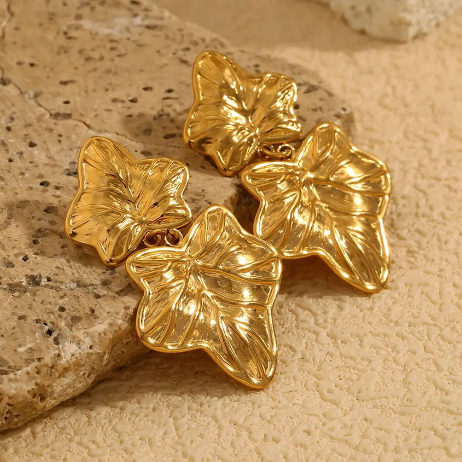 Gold Leaf Drop Earrings