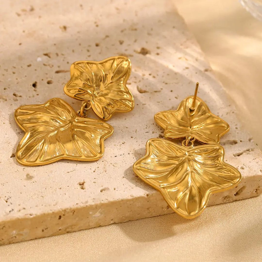 Gold Leaf Drop Earrings