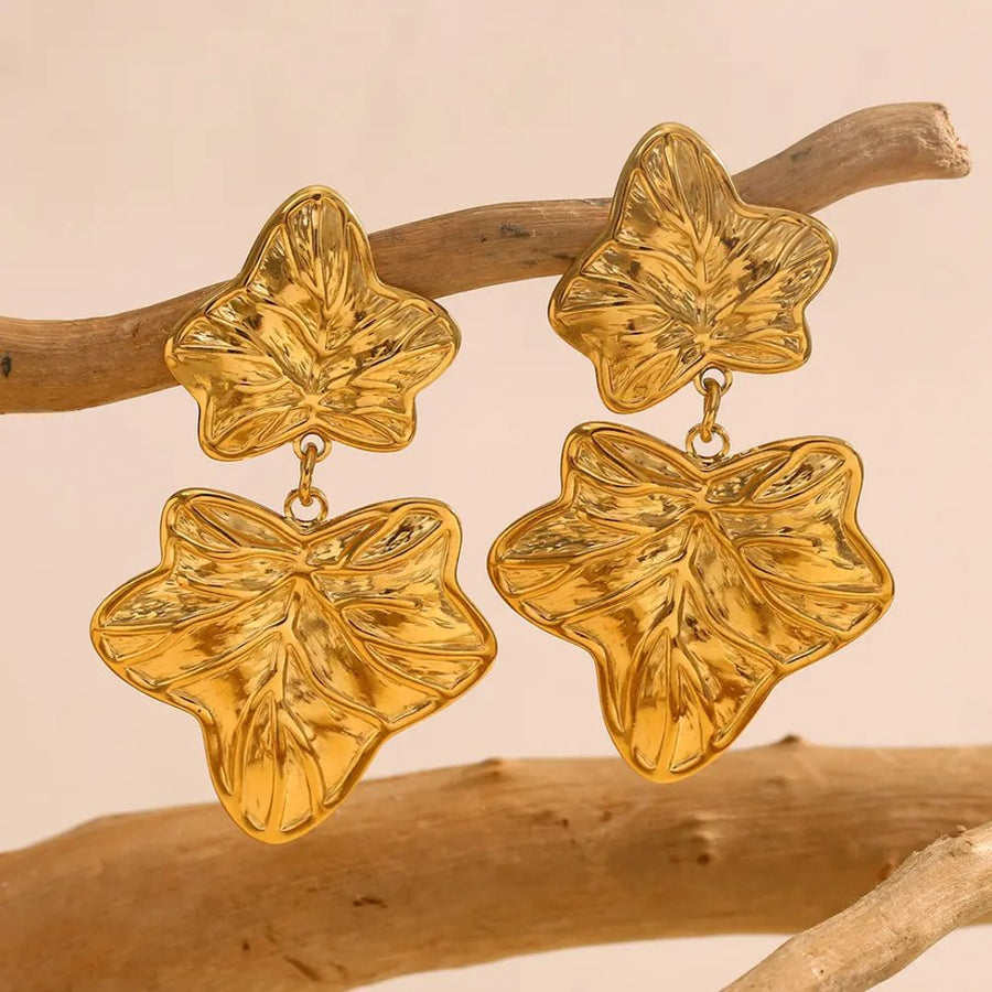 Gold Leaf Drop Earrings