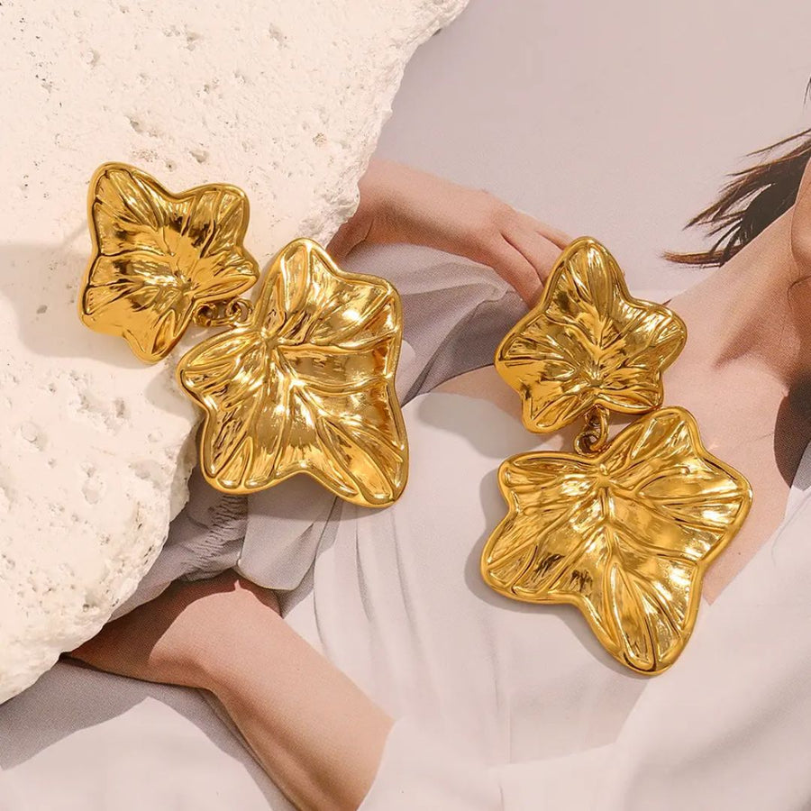 Gold Leaf Drop Earrings