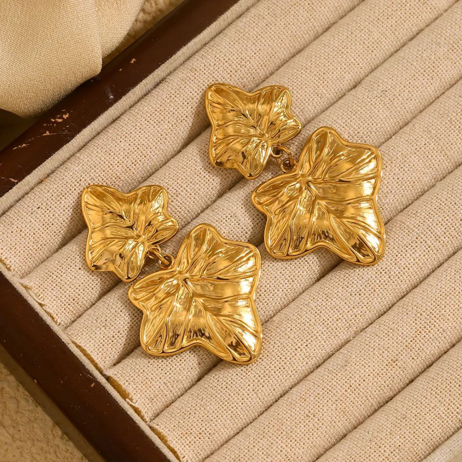 Gold Leaf Drop Earrings