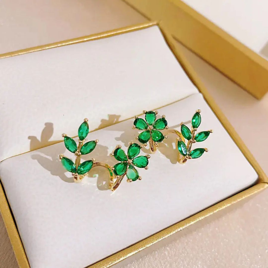 Emerald Floral Drop Earrings