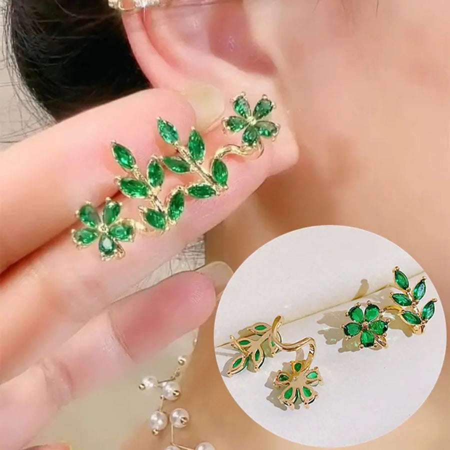 Emerald Floral Drop Earrings