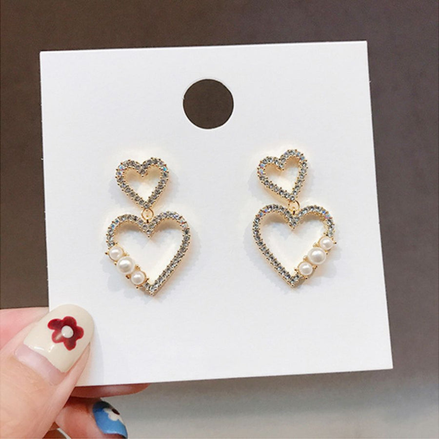 Crystal Heart Dangle Earrings