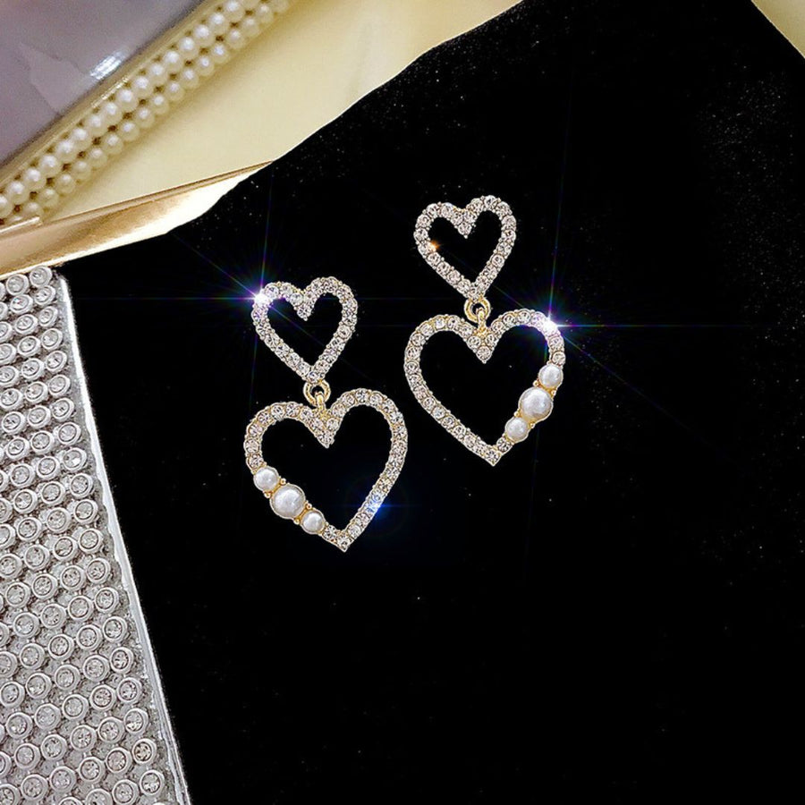 Crystal Heart Dangle Earrings